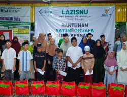 LAZISNU ANAK RANTING CSM DAN BAZNAS SIDOARJO BERI SANTUNAN ANAK YATIM PIATU DAN KAUM DHUAFA DI MASJID AL-MUHAJIRIN JAMBANGAN SIDOARJO