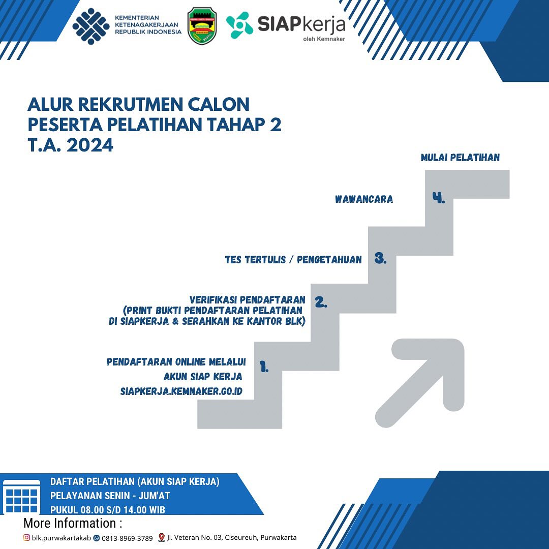 Alur rekrutmen peserta pelatihan (@blk.purwakartakab)