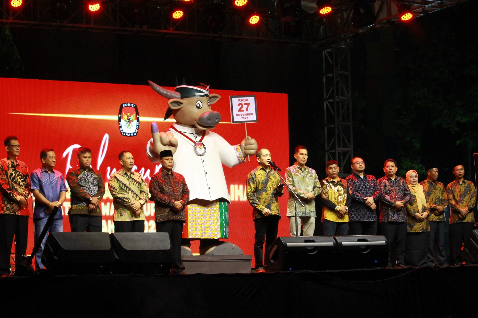 Foto: Sambutan Ketua KPU Jombang dalam Peluncuran Maskot dan Jingle Pilkada 2024.