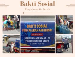 Bakti Sosial Penyaluran Air Bersih Memperingati HUT Bhayangkara ke-78 Polres Minahasa Utara