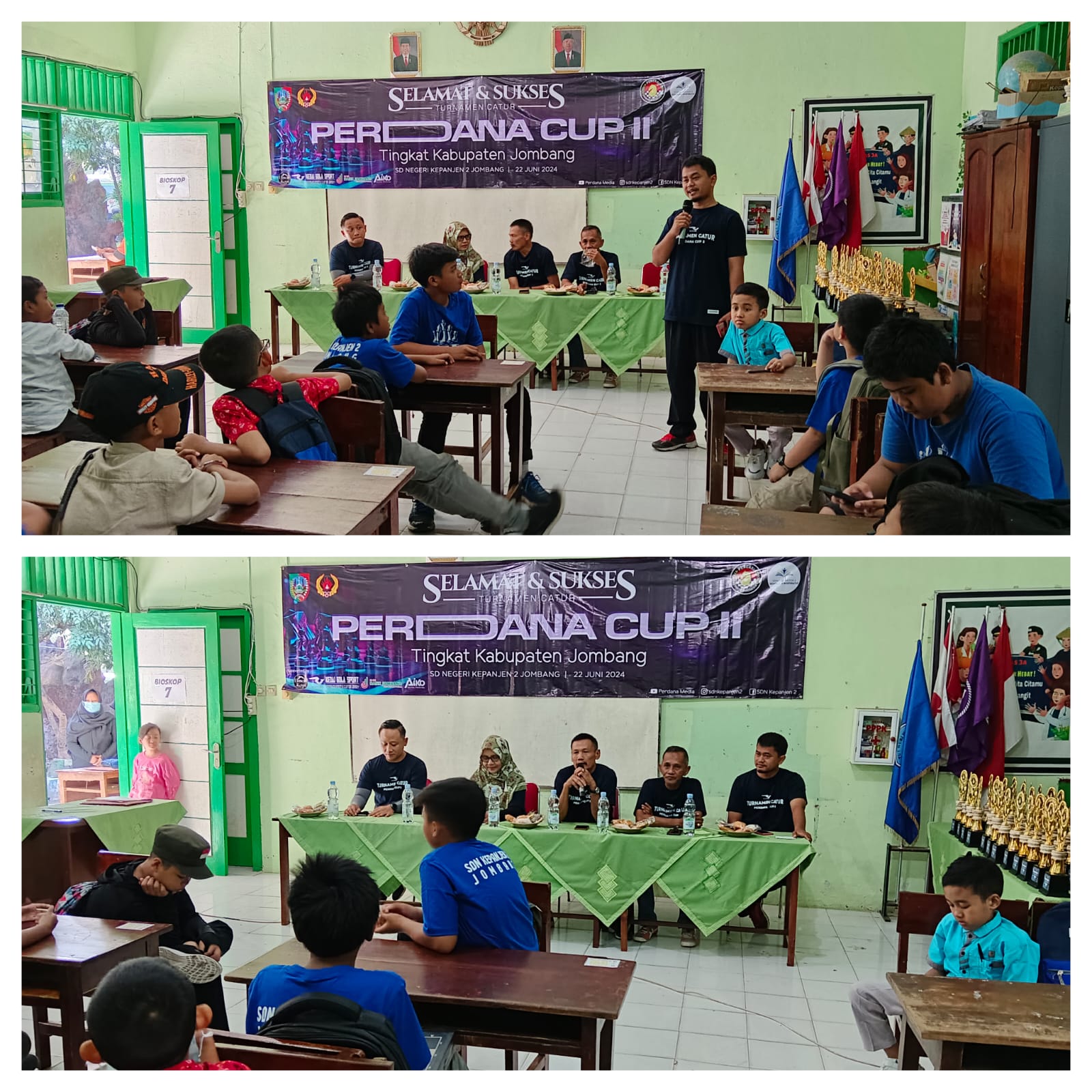 Foto Atas: Wasit Turnamen Bapak Mustawan YusufFoto Bawah: Ketua KONI Bapak Sumarsono dalam sambutan.