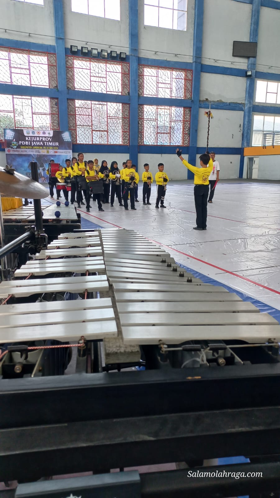 Foto: SDN 1 Klampis Ngasem sedang melakukan Uji Coba Lomba Baris Berbaris (LBB).