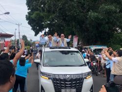 Lautan Manusia Kawal Pendaftaran Calon Bupati Melky J Pangemanan – Christian Kamagi di KPU Minahasa Utara