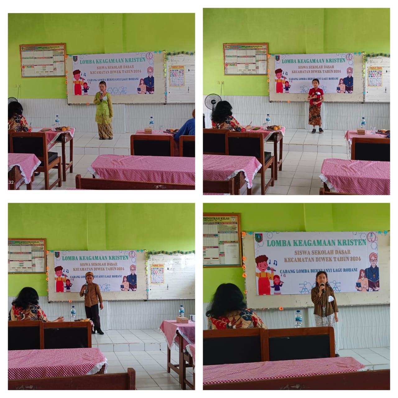 Foto: Peserta lomba menyanyi solo rohani saat action.