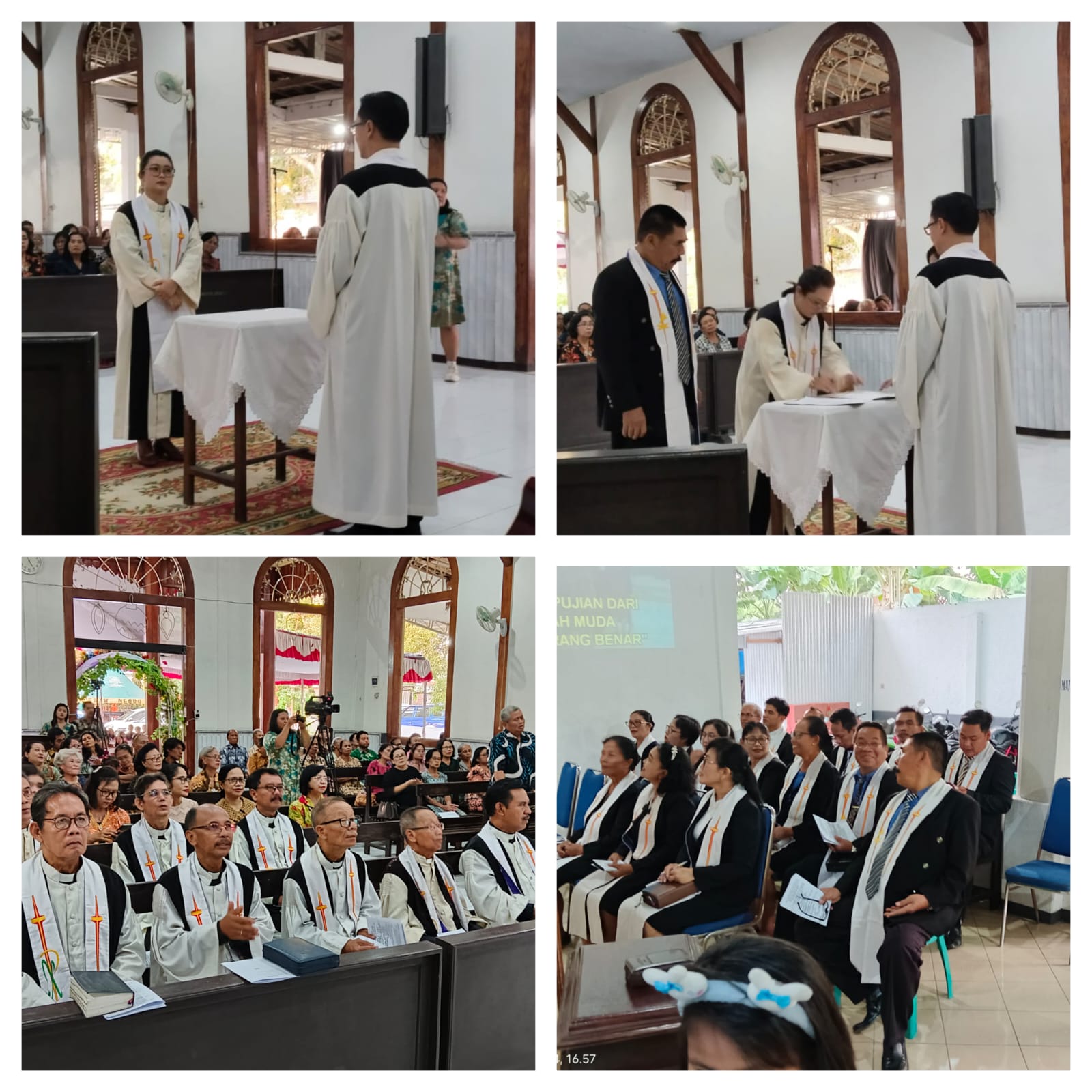 Foto: Pendeta Maria saat penandatanganan SK dan para warga yang hadir dan Majelis Jemaat.