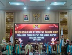 PENGUNDIAN NOMOR URUT PILKADA DAERAH KABUPATEN TULANG BAWANG LAMPUNG 2024 SUKSES DIGELAR