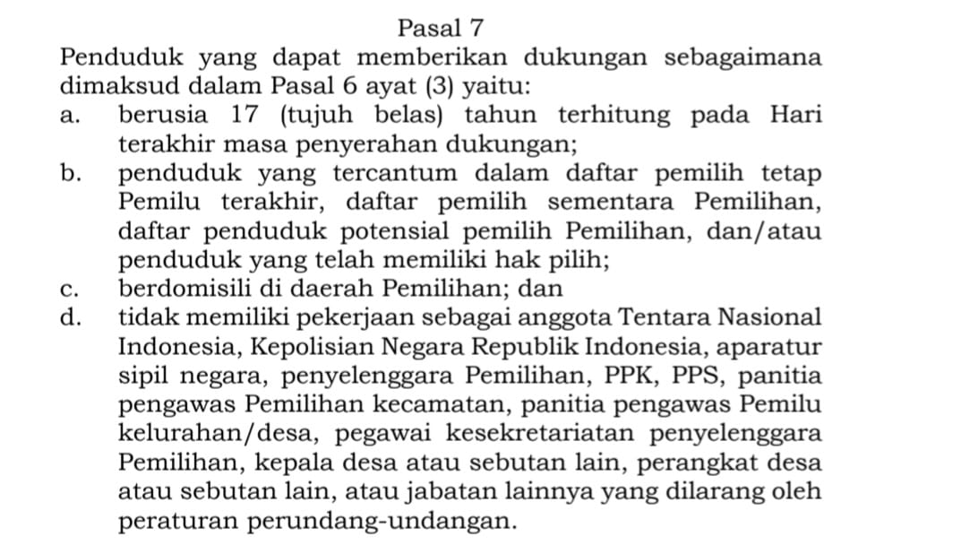 Foto: Kutipan Pasal 7 PKPU 8 Tahun 2024.