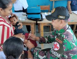 Satgas Pamtas Pos Haumeniana Berikan Sentuhan Sehat di Posyandu Nuael