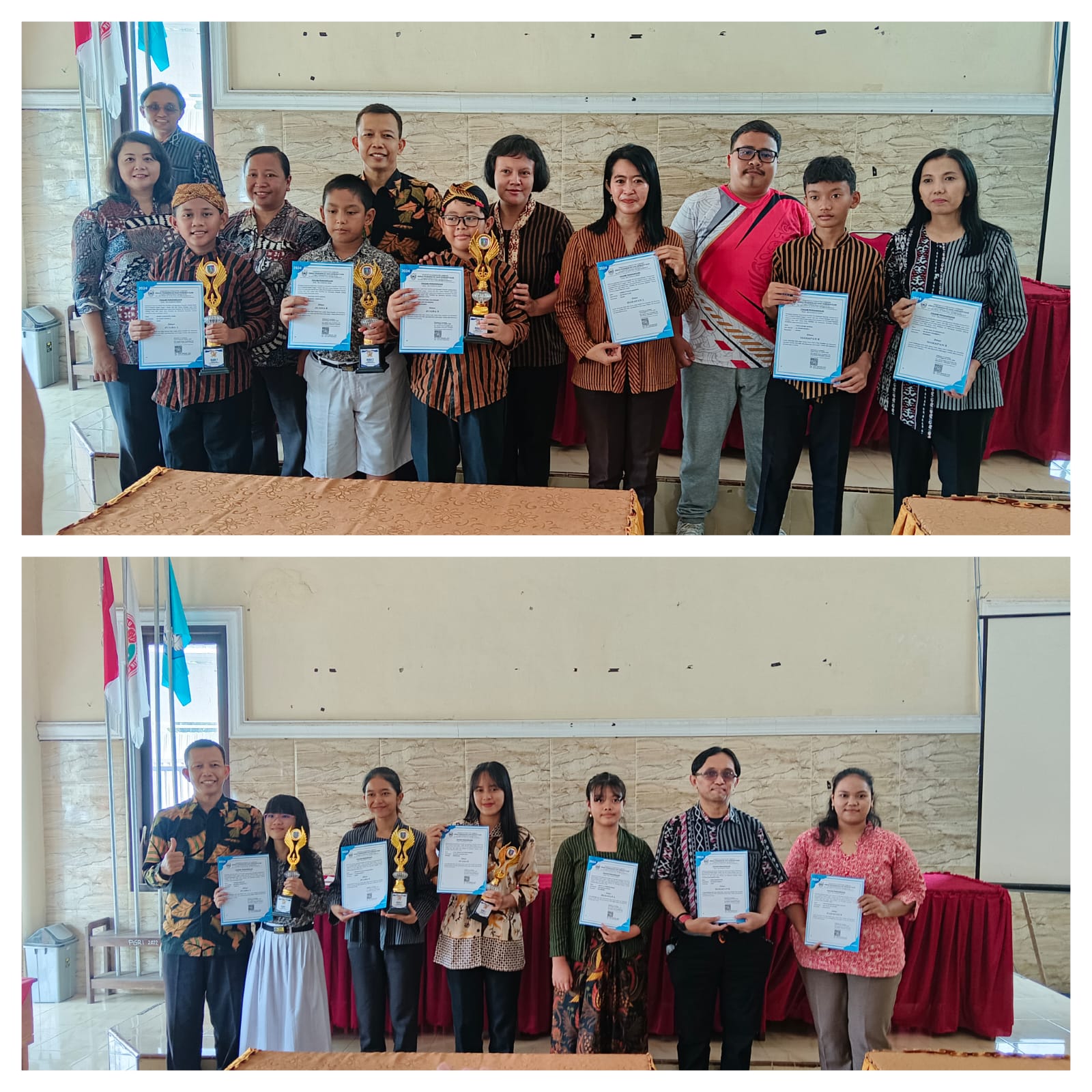 Foto Pemenang Lomba Kategori Khotbah Putra (Atas) Putri (Bawah).