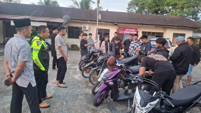 Respons Keluhan Warga, Satlantas Polres Nagan Raya Kandangkan 24 Motor Knalpot Brong dan Balap Liar