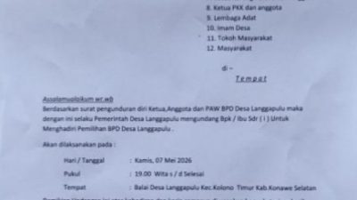 Tuding Kades Langgar Prosedur PAW, Ketua BPD Langgapulu Siap Tempuh Jalur Hukum ke Polda Sultra