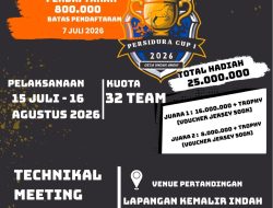 Pendaftaran Turnamen Sepak Bola Open PERSIDURA Cup I 2026 Resmi Dibuka, Siapkan Total Hadiah Rp25 Juta